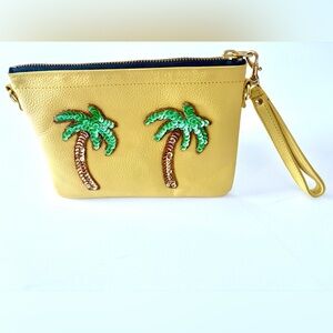 Tea & Tequila Tropical Resort Sequin Palm Tree Yellow Crossbody/Clutch Handbag